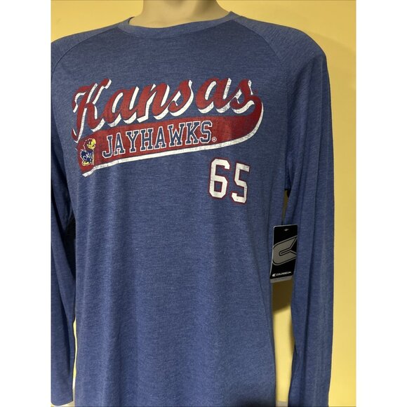 New KU Kansas Jayhawks Training Performance Shirt Mens Large Gray Colosseum - Picture 3 of 8